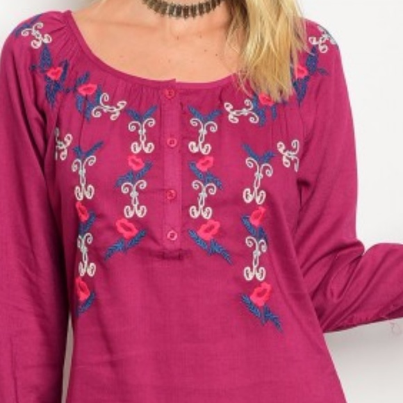 DRESS Fuchsia Embroidered details Dress - Picture 3 of 3